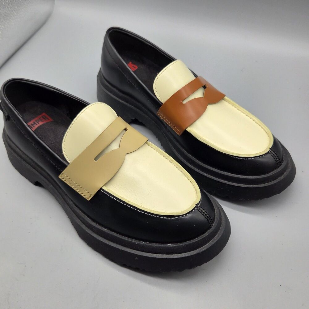 Camper Walden Twins Women's Loafers penny b7.5/ 38 lack creme tan sz 7.5/ 38 NEW
